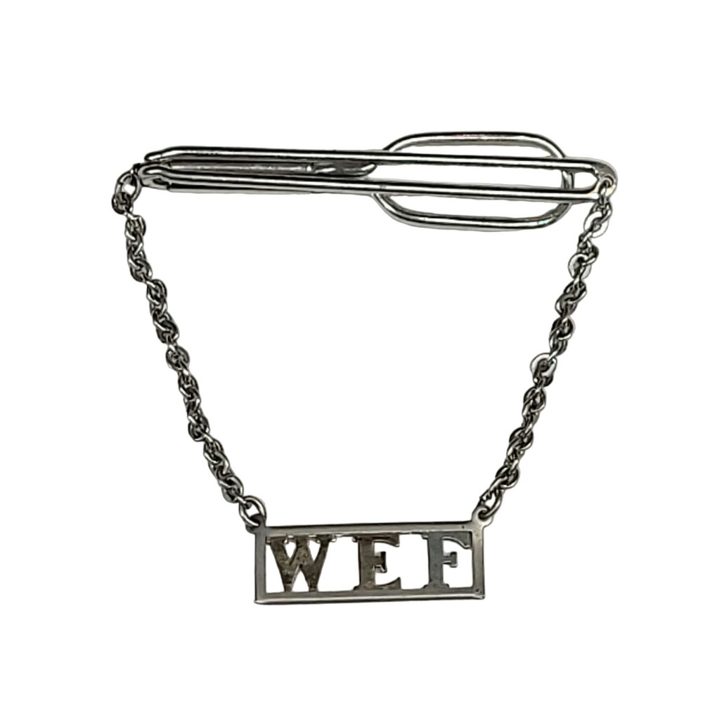 Vintage Swank Silver Tone WEF Intial Tie Clip